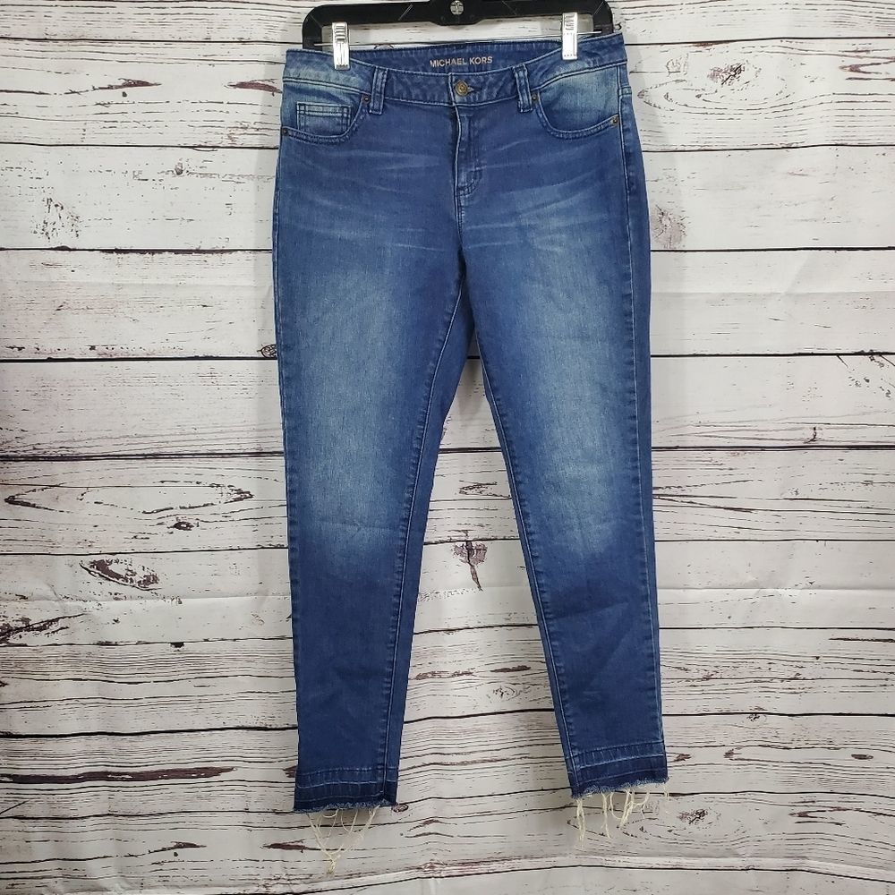 Michael Kors Izzy Skinny Raw Hem Jeans, Size 4